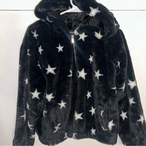 Ashley By 26 International Black and White Star Faux Fur Sweater